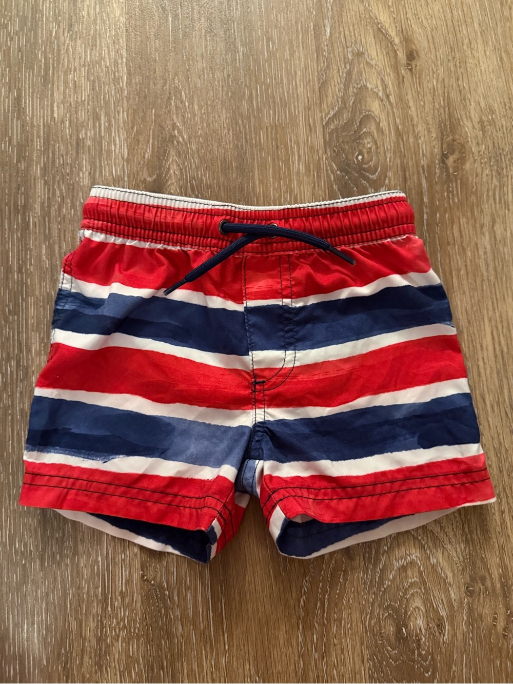 Carter's Red, Navy & White Striped Swim Trunks